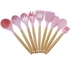 silicone utensils set with beech wood handle