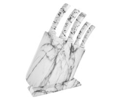 YW-A372CA -Non-Stick Coating Marble Handle 6pcs Kitchen Knife Set With Block Carving Knife Chef Knife In Color Box