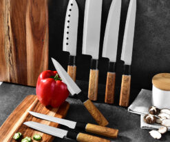 YW-A167  High-Value PP handle with Wooden Grain Coating Japanese Kitchen Knives