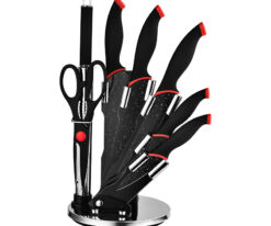YW-A222  --Soft Grip Heat Resistant -8 PCS Stainless Steel Kitchen Non-Stick Knife Set With Acrylic Knife Block Marble Coating Knife