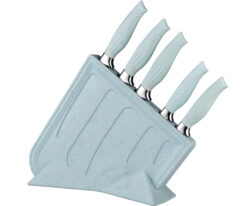 YW-A378A -S/S Kitchen Non-Stick Knives Set With Plastic Knife Block Wheat Straw Handle