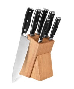 YW-A325 --Customized 6 PCS High Carbon Stainless Steel Forged Kitchen Knives Set Kitchen Chef Knife With Rubber Wood Knife Block