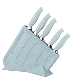 YW-A378A -S/S Kitchen Non-Stick Knives Set With Plastic Knife Block Wheat Straw Handle